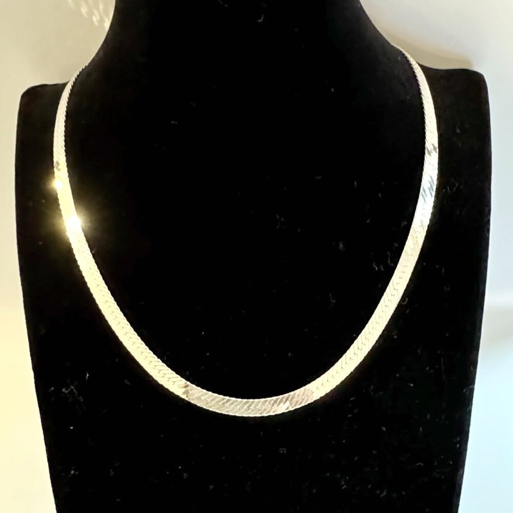 Herringbone Sterling Italian Chain Necklace